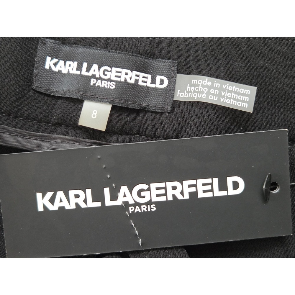 Karl Lagerfeld Straight Leg Textured Crepe Front Pocket Womens 8 Black NWT $119 - Picture 5 of 7